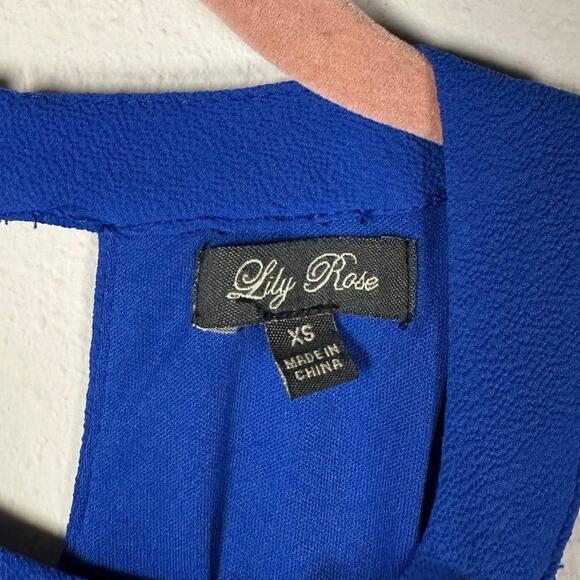 Lily Rose Royal Blue Cold Shoulder Key Hole Mini Dress Women's XS - Picture 5 of 8